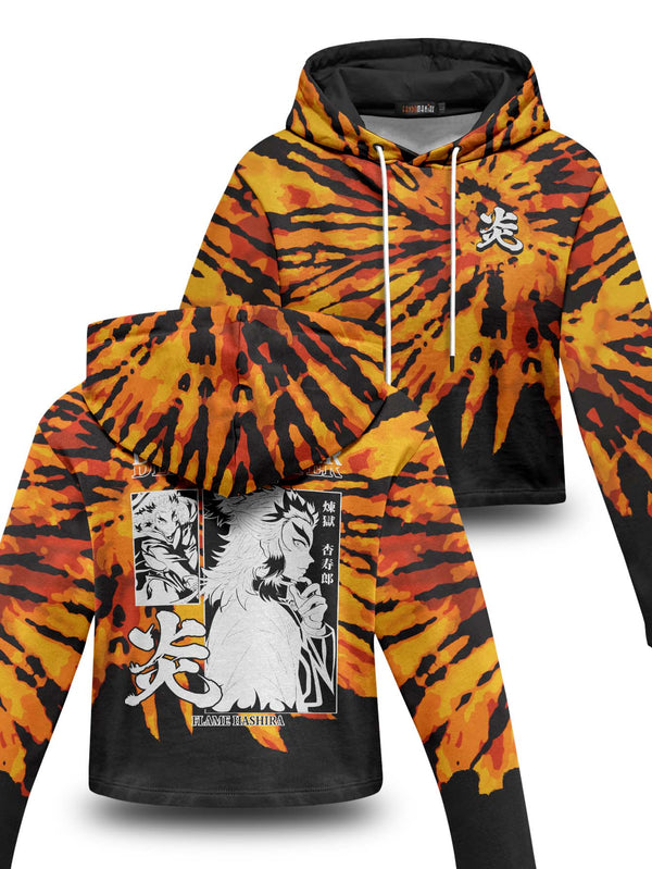 Fandomaniax - Rengoku Tie Dye Cropped Hoodie