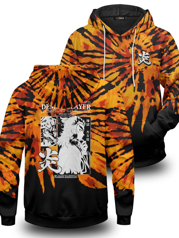 Fandomaniax - Rengoku Tie Dye Unisex Pullover Hoodie