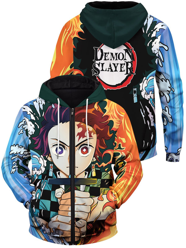 Fandomaniax - Slayer Tanjiro Unisex Zipped Hoodie