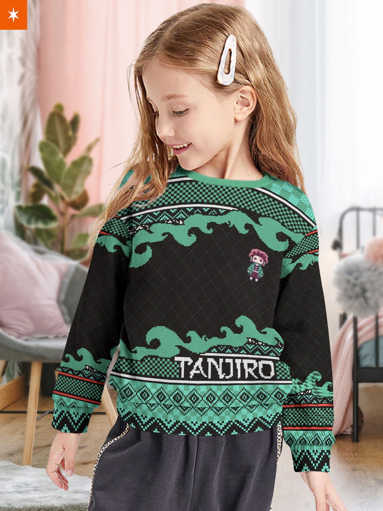 Fandomaniax - Tanjiro Christmas Kids Unisex Wool Sweater
