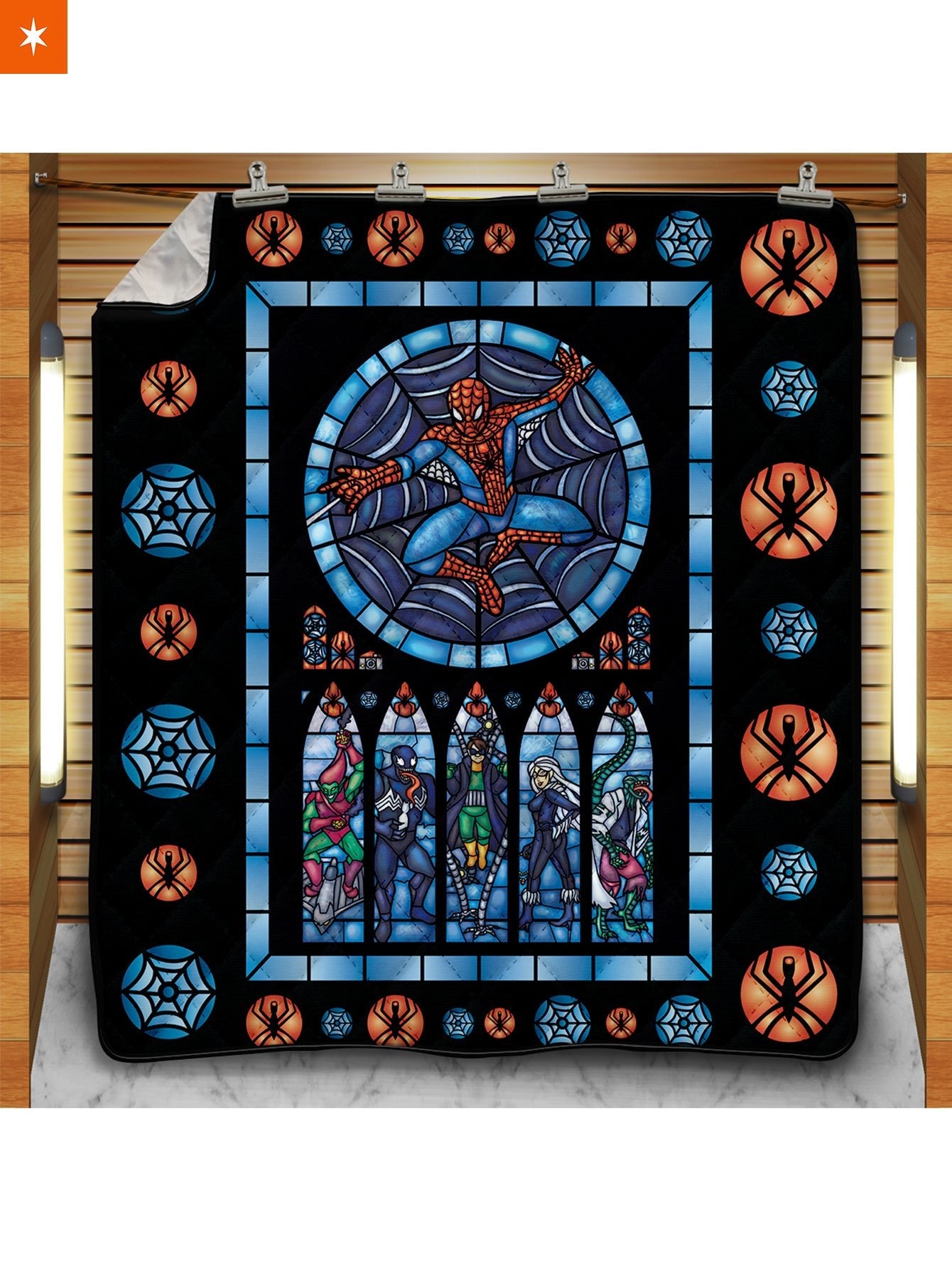 Fandomaniax - Webslinger Stained Glass Quilt Blanket