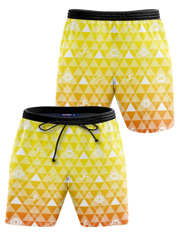 Fandomaniax - Zenitsu Plaid Beach Shorts